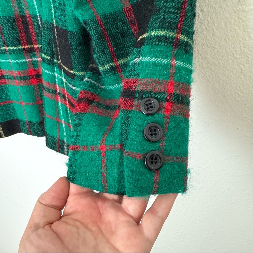 VTG Pendleton Wool Tartan Plaid Blazer Green Red Size 4 Petite - Picture 7 of 8
